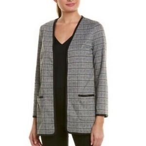 Max Studio Houndstooth Open Front Cardigan Two Front Pockets Black White Size L